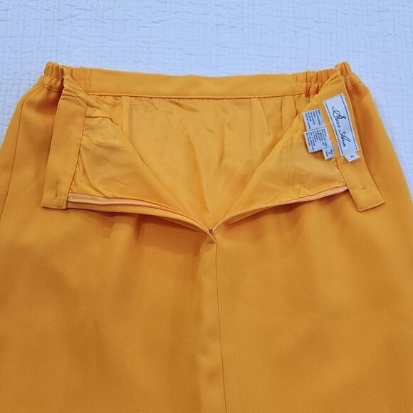 Sara Ann Pencil Dress Women's 12 Golden Yellow Embellished Elastic Waist Zipper - Picture 11 of 12